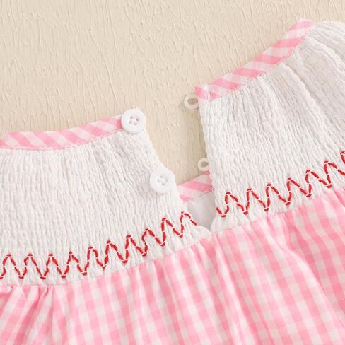 Baby Girl 4th of July Outfit Toddler US Flag Smocked Dress Short Sleeve Plaid Fourth of July Dress for Kids in Saudi Arabia