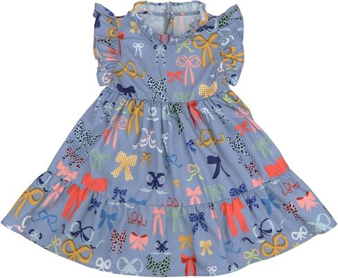 Little Bitty Girls Floral Dress Boho Ruffle Sleeveless Dresses Pleated Casual Swing Beach Sundress for Kids 2-7 Years in Saudi Arabia