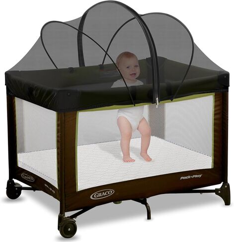 حزمة وغطاء للعب - غطاء صافي البعوض لـ Pack n Play/Travel Crib/Mini Crib/Playpen للحفاظ على القطط خارجًا - شبكة موسكيتو الطفل مع سوستة ثنائية الاتجاه (زملاء أبيض) in Saudi Arabia
