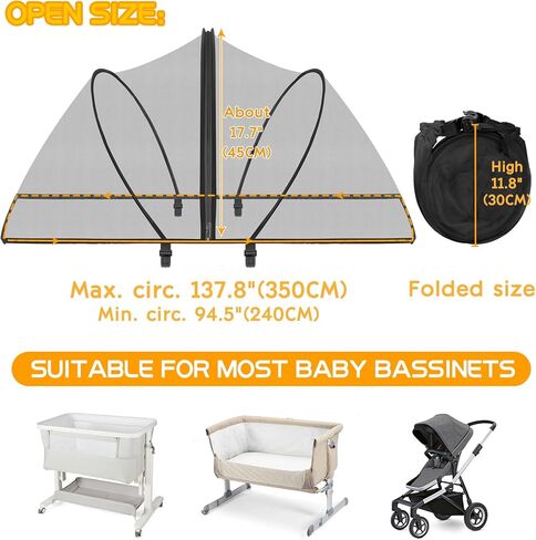 حزمة وغطاء للعب - غطاء صافي البعوض لـ Pack n Play/Travel Crib/Mini Crib/Playpen للحفاظ على القطط خارجًا - شبكة موسكيتو الطفل مع سوستة ثنائية الاتجاه (زملاء أبيض) in Saudi Arabia