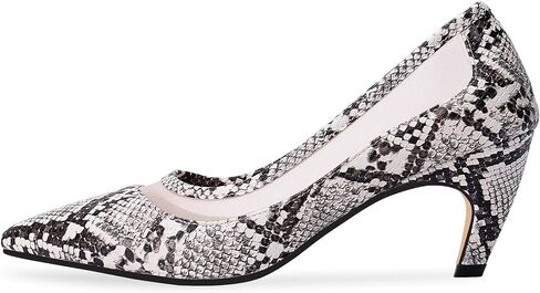 100FIXEO Women's Pointed Toe Mid Heel Pumps Snakeskin Print Mesh Slip On Dress Shoes in Saudi Arabia