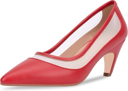 100FIXEO Women's Pointed Toe Mid Heel Pumps Snakeskin Print Mesh Slip On Dress Shoes in Saudi Arabia