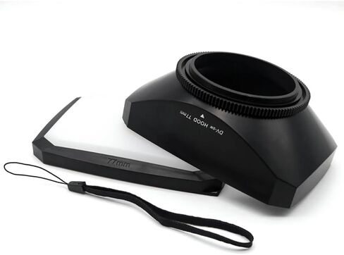 30/37/43/46/49/52/58/62/67/72/77mm Square Lens Hood Cap Set,16:9 Wide Angle Video Camera Lens Shape Screw Mount Rectangular Lens Hood with White Balance Cap (77mm) in Kuwait