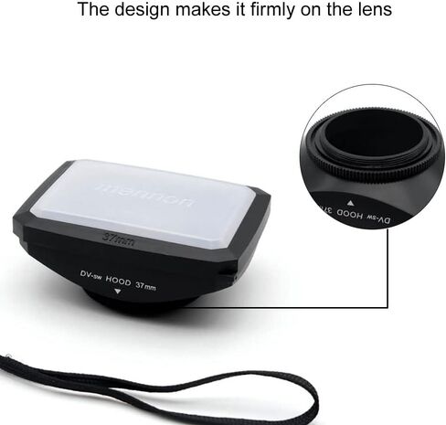 30/37/43/46/49/52/58/62/67/72/77mm Square Lens Hood Cap Set,16:9 Wide Angle Video Camera Lens Shape Screw Mount Rectangular Lens Hood with White Balance Cap (77mm) in Kuwait