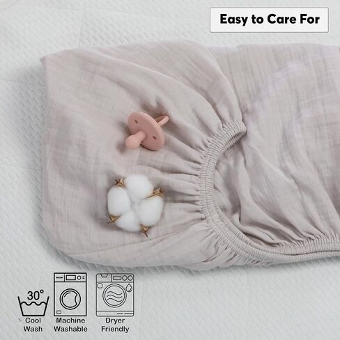 Muslin Fitted Crib Sheet – Premium Organic Turkish Cotton, Oeko-TEX® Certified, Ultra Soft & Breathable Sheet for Baby Crib, Boys & Girls, Fits Toddler Mattress 52x28, Cotton Latte in Saudi Arabia