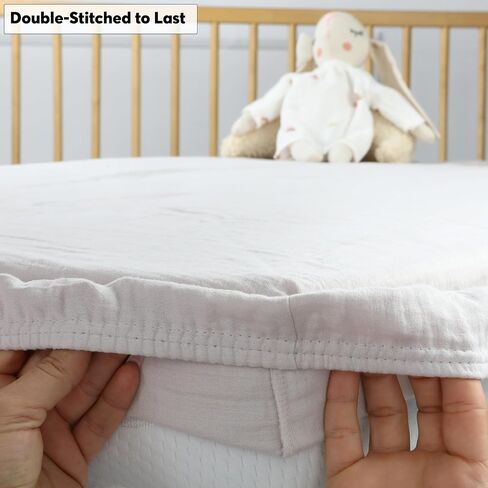 Muslin Fitted Crib Sheet – Premium Organic Turkish Cotton, Oeko-TEX® Certified, Ultra Soft & Breathable Sheet for Baby Crib, Boys & Girls, Fits Toddler Mattress 52x28, Cotton Latte in Saudi Arabia