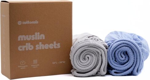 Muslin Fitted Crib Sheet – Premium Organic Turkish Cotton, Oeko-TEX® Certified, Ultra Soft & Breathable Sheet for Baby Crib, Boys & Girls, Fits Toddler Mattress 52x28, Cotton Latte in Saudi Arabia