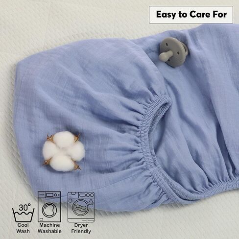 Muslin Fitted Crib Sheet – Premium Organic Turkish Cotton, Oeko-TEX® Certified, Ultra Soft & Breathable Sheet for Baby Crib, Boys & Girls, Fits Toddler Mattress 52x28, Cotton Latte in Saudi Arabia