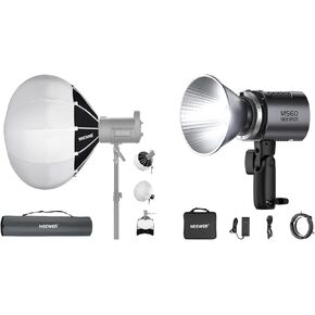 NEEWER MS60 LED Video Light with NS65L 26"/65cm Lantern Softbox One Step Quick Release, 65W 5600K Daylight Mini COB Continuous Output Lighting, 40000lux/1m, CRI 97+/TLCI 98+, 9 Scenes