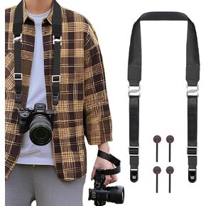 ZXZone 3in1 Camera Shoulder Strap with Quick Release Plate Wide Camera Neck Straps Long for Photographers Adjustable from 39-51 inch for DSLR SLR （Black）