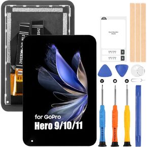 Screen Replacement for GoPro Hero 9 LCD Display - for GoPro Hero9 LCD Action Camera Touch Screen Digitizer Glas Panel Sensor Full Assembly with Repair Parts Kits (Black)