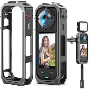 قفص كاميرا الإجراء متوافق مع Insta360 x5 ， إطار سبيكة الألومنيوم غير القابل للانزلاق حماية الكاميرا Insta360 x5 ملحقات مخصصة