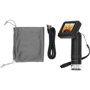 1000X Magnification USB Connect to PC Microscope with LEDs 2 Inch IPS Screen for PC 1080P Video 32GB Memory Lithium Battery with 8 Adjustable LEDs