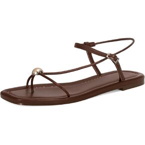 Strappy Flat Sandals for Women Comfortable Open Square Toe Sandals Dressy Beach Thong Flip Flop Slides Sandals