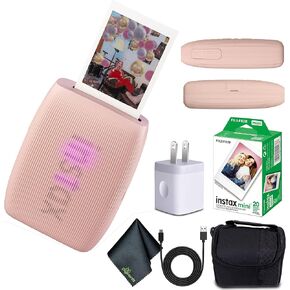 Fujifilm INSTAX MINI Link 3 Smartphone Printer (Sage Green) + Travel Bag Small INSTAX MINI Instant Film (20 Sheets) + USB Power Charging Adapter + Diginerds Microfiber Cleaning Cloth