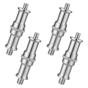 4-pack 1/4 إلى 3/8 بوصة من الذكور المعدنية محول محول مسمار محول ملولب ، 1/4-3/8 طرف المسمار لتصوير محولات حامل الضوء لمحولات ضوء الاستوديو ، ومحولات الساخنة/البارد