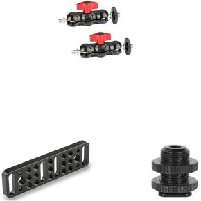 CAMVATE Universal Magic Arm + Multi-Function Mounting Plate + 5/8"-27 Male Threaded Cold Shoe Adapter
