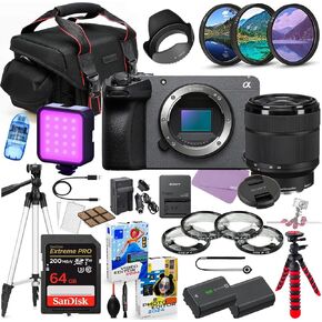 Sony FX30 Digital Cinema Camera with 28-70mm Lens Bundle + Premium Accessory Package Including 64GB Extreme Memory, Case. Filters, Macros, LED Light, Photo-Video Software & More (34 Pieces) (Renewed)