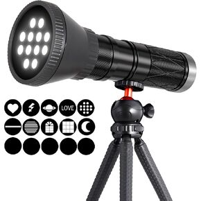 RGB Handheld Photography Lighting with Flexible Tripod, Arsoer Portable Spotlight for Photography, 15 GOBO Filters 6000mAh USB-C Background Light for Streaming/Video/TikTok/YouTube/Content Creation