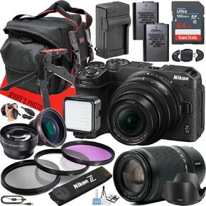 Nikon Z30 Mirrorless Camera with Z DX 16-50mm f/3.5-6.3 VR and Z DX 50-250mm f/4.5-6.3 VR Lens + 64 GB Memory + Extra Battery + LED Light + More (26pc Bundle)