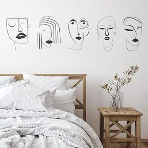 Removable Abstract Woman Face Wall Decal Removable Figure Line Woman Art Stickers for Living Room Girls Bedroom Beauty Salon Decoration
