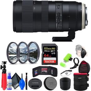 Tamron SP 70-200mm f/2.8 Di VC USD G2 Compatible with Canon EF (INTL Model) with 64GB Extreme Pro SD Card + 77mm Filter Set + 10-Inch Lens Case + Memory Card Wallet + Strap + Cleaning Kit