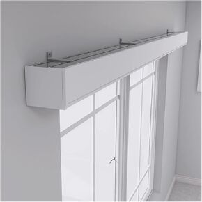 مزدوج المسار الجانبي Mountcurtain Pelmt Sliding Cartain Cover Box/Cornice لوحات غرفة النوم/العوائد/الحمام ، إطار صندوق قضيب الستار (2.7 Metre)