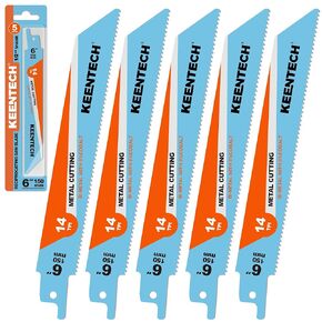 keentech 6 بوصة swzall Blade 14 TPI لقطع الصفائح المعدنية ، متوافقة مع المناشير المتبادلة (5 حزم)