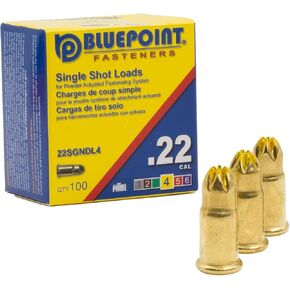 BLUEPOINT .22 Cal YELLOW Neck Down Single Shot Powder Load for Powder Actuated Fastening System, (100 - Count). Item# 22SGNDL4