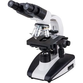 Binocular Biological Compound Microscope with 4X-100X Achromatic Objectives, WF10X Eyepieces, LED Illumination,Double-Layer Mechanical Stage