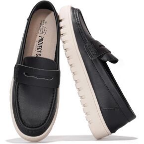 Project Cloud Genuine Leather Loafers for Women – Women's Fashion Sneakers, Non-Slip Work Shoes with Memory Foam Insole – Lightweight & Flexible Womens Loafers (Filide1)