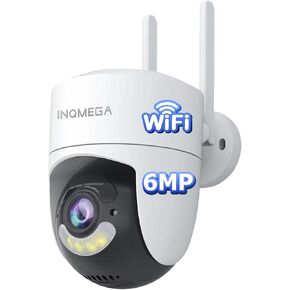 INQMEGA 6MP TUYA Smart Camera,2.4G WiFi Security Home Surveillance Camera,2-Way Audio, Color Night Vision, Waterproof, Motion Detection, Spotlight & Siren,6.5ft Power Cord
