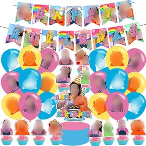 Rachell Teacher Party Supplies,English Teacher Birthday Party Decorations for Cartoon Teacher Fans with Happy Birthday Banner, Cake Topper ,Balloons