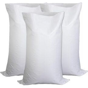 Heavy Duty Polypropylene Sandbags, 14"x26", 25/50 Bags/Pack, White Woven (14x26 Inch - 25 pcs)