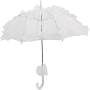 Lace Parasol Umbrella, Handmade Vintage Lace Design, Elegant Decorative Umbrella for Wedding Photography Party Props with Ergonomic Handle