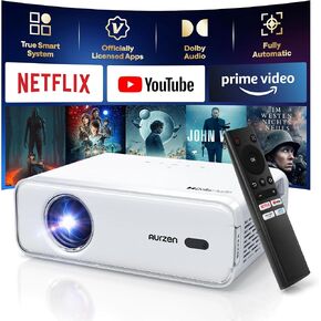 EAZZE D1G Google TV 4K Supported Smart Projector with WiFi & Bluetooth, Auto Focus & Keystone, Dolby Audio, Zoom , Native 1080P Movie, Portable Mini Projector for Home & Outdoor Use