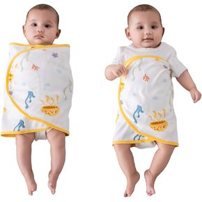2-Pack Baby Swaddle Blankets - Soft 100% Cotton Newborn Swaddles with Quiet Velcro (No Scratch Sound), Sleep Swaddle for Babies- Ocean Realm Pattern