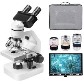 40x-2000x Binocular Microscope,Microscope for Adults,with 7-Inch LCD Display,1024 * 600 Resolution,LED up and Down Lighting,Suitable for School Laboratory Family