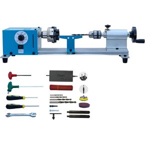 Mini Lathe Wood Lathe Machine Multi-Purpose Type Extended Processing Diameter 2.5 Inche, Processing Length 7.5 Inche Support for Drilling
