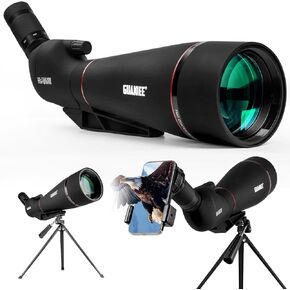 25-75x100 نطاق اكتشاف لتصوير المستهدف مع حقيبة حامل ثلاثي القوائم ونطاق محول الهاتف لمشاهدة الطيور ، مشاهدة الحياة البرية الأسود
