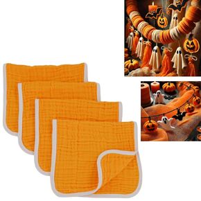 Cynrroe Muslin Burp Cloths كبير 20 × 10 بوصات 100 ٪ من القطن 6 طبقات امتصاص وناعمة إضافية (اليقطين)