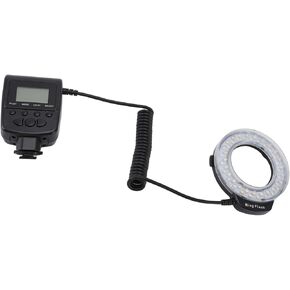 LED Macro Rings Flash Light, 48LED Macro Flash Light with LCD Display Power Control Adapter Rings Flash Diffuser for DSLR Cameras, 4 Lighting Modes and 7 Level Brightness