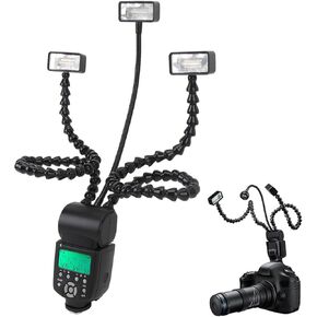 K-888 Macro Flash, Professional 3 Head 5600K 8 Level Brightness Camera Macro Flash Speedlite, Portable Camera Macro Arm Light for Plant Jewelry Food Close up