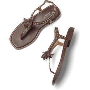 Beau اليوم الصنادل المسطحة T الشريطية للنساء والصنادل الجلدية المرصعة للسيدات و Boho Thong Flops تتخبط مع حزام خلفي ، وأحذية شاطئ صيفية غير رسمية مريحة