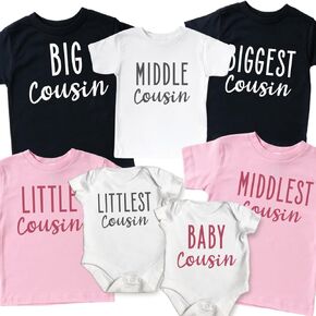 Big Cousin Little Cousin Matching Outfits, Littlest Cousin Bodysuit, Personalized Cousin Crew Shirts For Kids, Baby, Toddler Cousin Shirts For Kids, Family Matching Tshirts For Cousins Boy Or Girl
