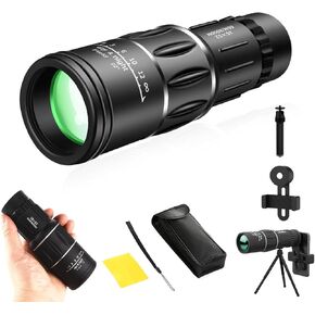 Brivibe Monocular Bifocal Optical Zoom Telescope, 16X52 High Definition Monocular Telescope with Smartphone Adapter Tripod for Bird Watching, Hiking, Concerts, Travel