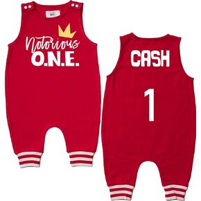 Notorious One Hip Hop Themed First Birthday Personalized Romper with Striped Cuff (18mo, Black)