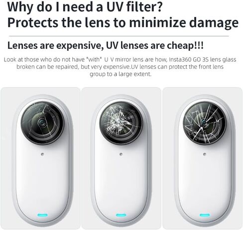 Filter/Lens Filter Set for Insta360 GO 3S Additional Lenses Optical Glass, high Transmittance, Multi-Layer Coating, Waterproof, Anti-Scratch, dustproof, Oil-Resistant (UV) in Saudi Arabia