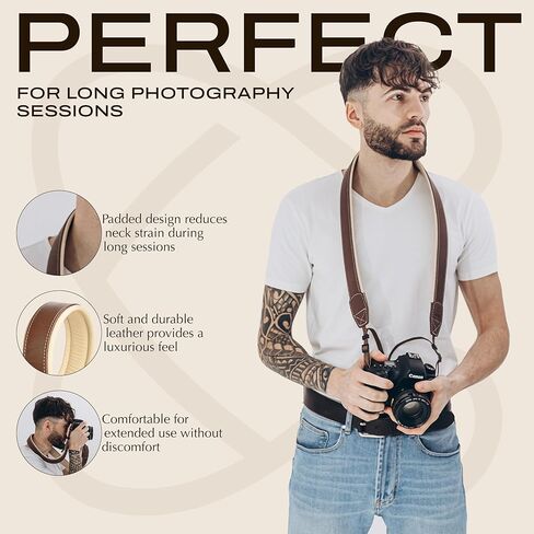 حزام كاميرا جلدي مبطن ، حزام كتف ، حزام من الجلد الأصلي لـ DSLR/SLR in Kuwait