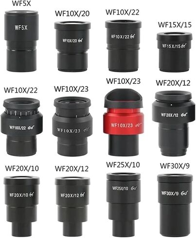 One Pair 2 pcs 10X 20X WF10X/23 WF10X/20 WF20X/10 WF30X/9 Wide Field Eyepiece Lens for Stereo Trinocular Biological Microscope(WF10X-24) in Saudi Arabia